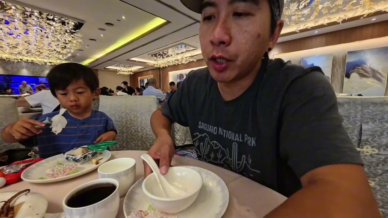 Michael and Spencer at dim sum in Toronto