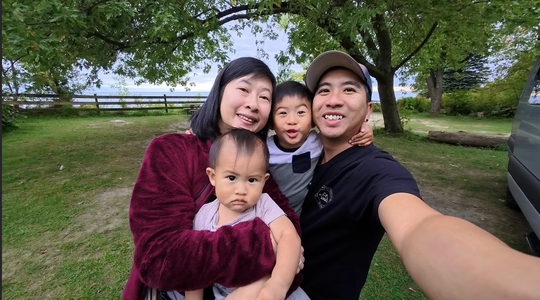 Rina, Michael, Spencer and Archie by the lake