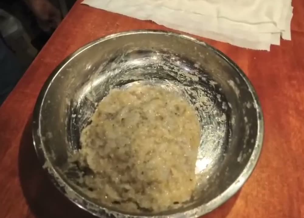 A bowl of homemade shrimp paste on the counter in our van
